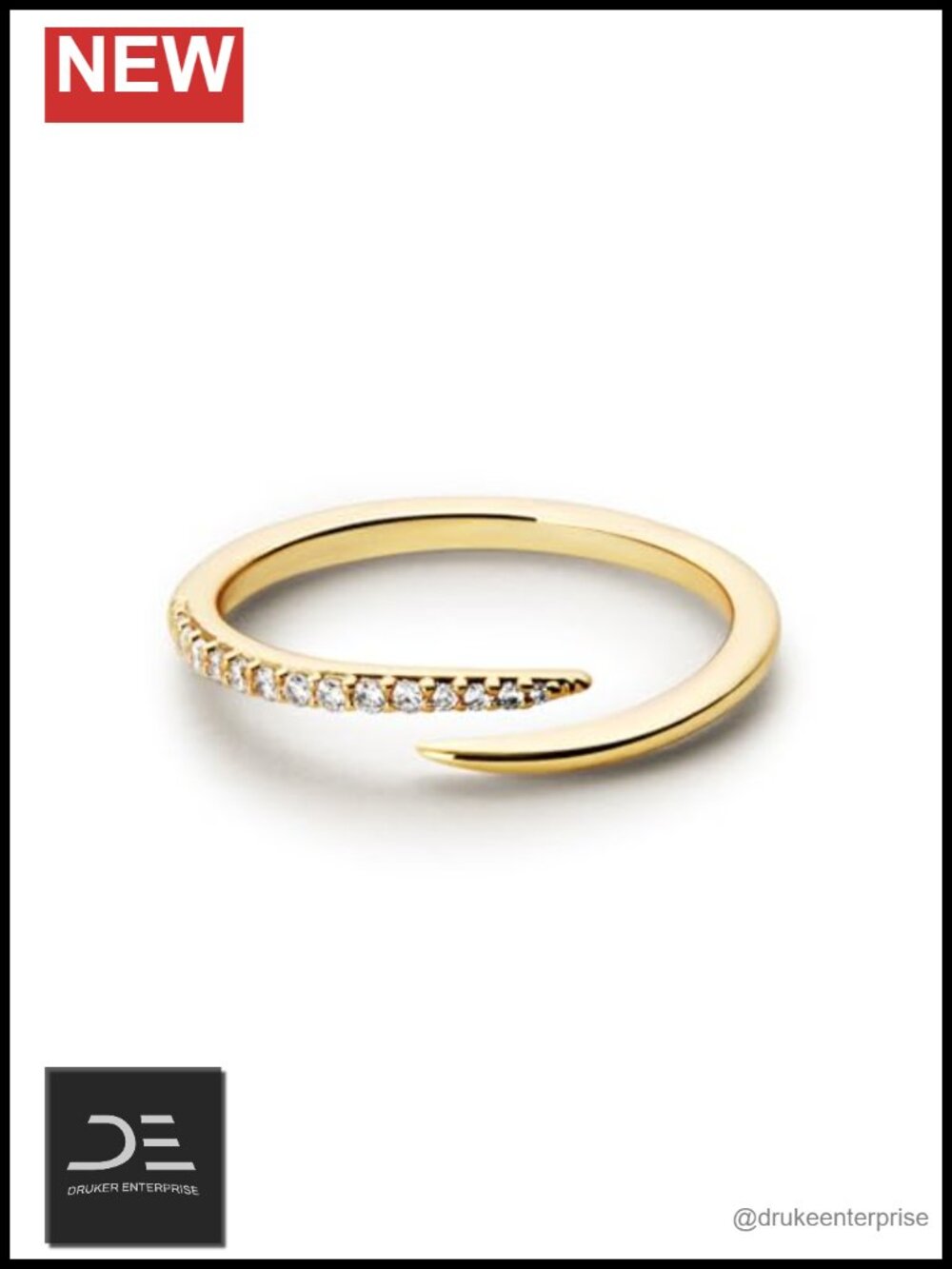 14K Gold Plated Stackable Claw Ring with Cubic Zirconia